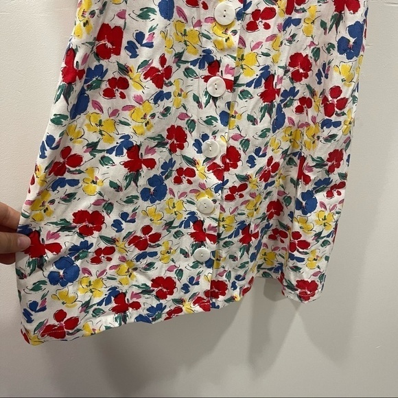 Rixo Target Puff Sleeve Linen Multicolor Floral Button Front Mini Dress Size 2 - Picture 6 of 10